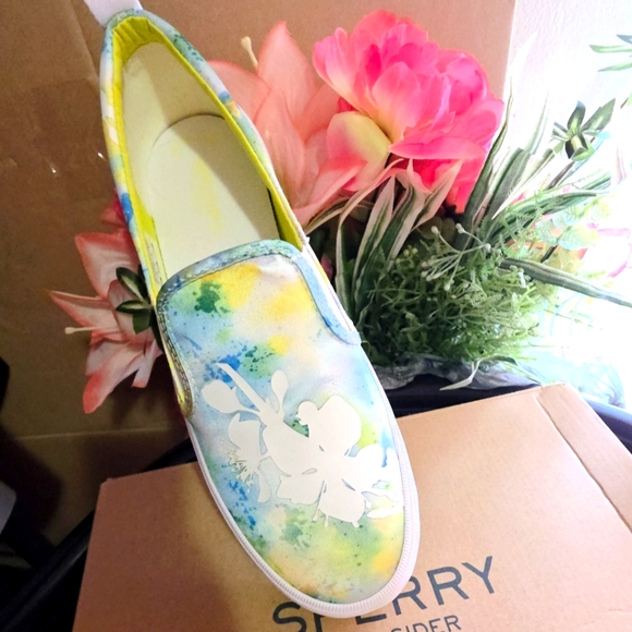 Sperry Crest Tokyo Nights Floral Tie-Dye Platform Slip On NWT Limited Edition - Picture 7 of 16